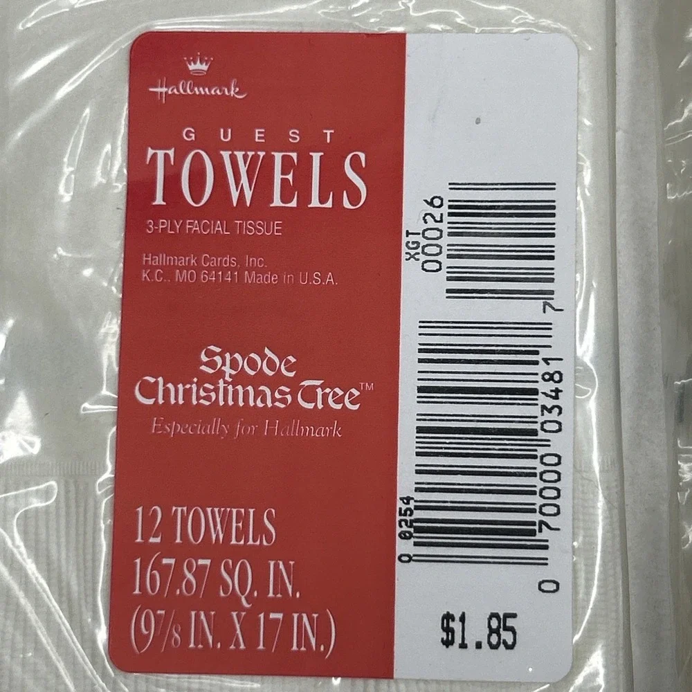 2 Packs Hallmark Guest Towels Spode Christmas Tree 2 Ply Facial Tissue VTG USA